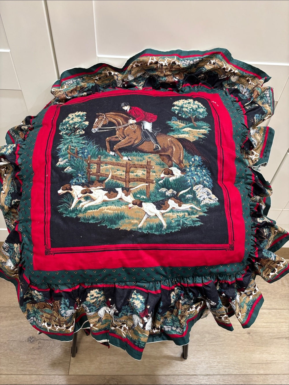 Set of 7 Equestrian chair cushions